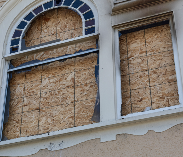 boarded up windows